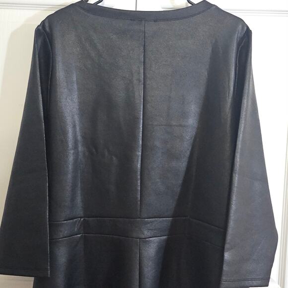 Lane Bryant Faux‎ Leather Peplum Top 22/24 Plus Black Moto Party Casual NWT - Picture 9 of 10